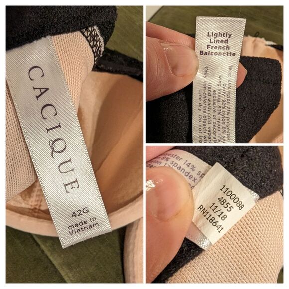 Cacique Lane Bryant Bra 42G lightly lined French Balconette floral - Picture 6 of 12